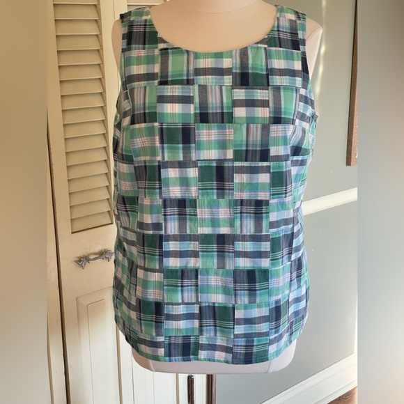 Talbots Cotton Blue/Green Plaid Shell.. like new .. Lg.. - Picture 2 of 8